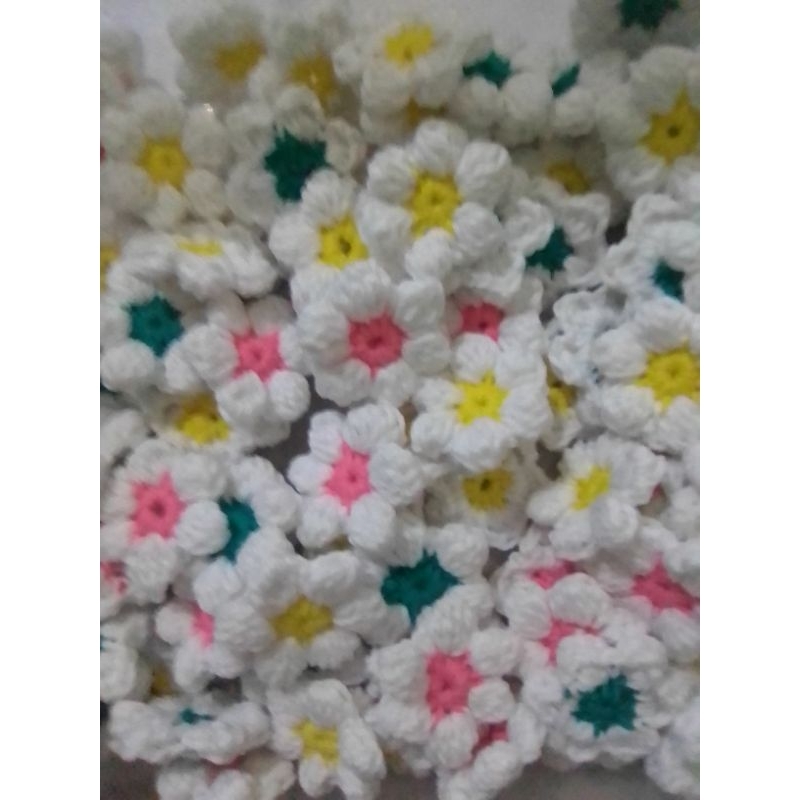 aplikasi tempel rajut bunga gembul mini (isi 10)