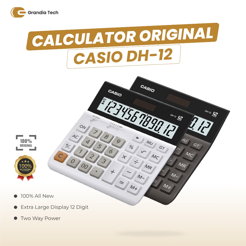 

Kalkulator Casio DH-12 BK White 12 Digits Kalkulator Original Garansi Resmi