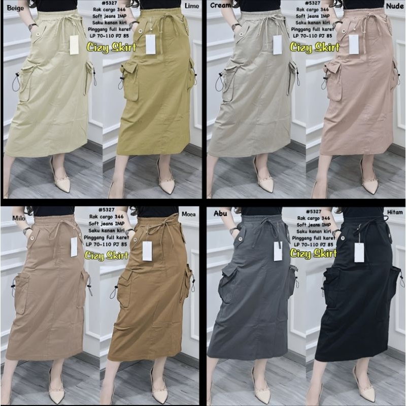 Original Rok Cargo Wanita Korean Style/ Rok Cargo Dizy Skirt/ Rok Cargo Serut