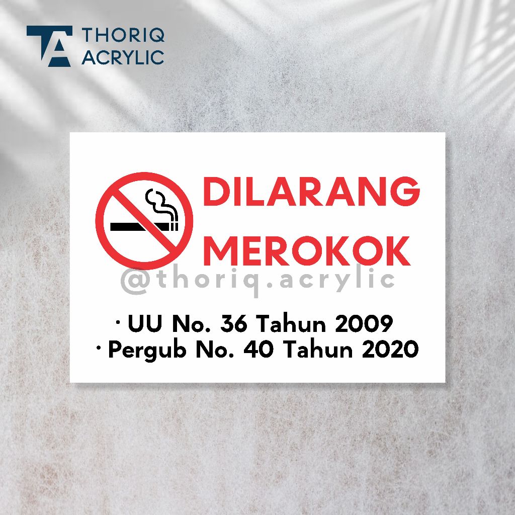 Sign Akrilik Dilarang merokok Cantik BESAR | Hiasan dinding Dilarang merokok/vaping bagus
