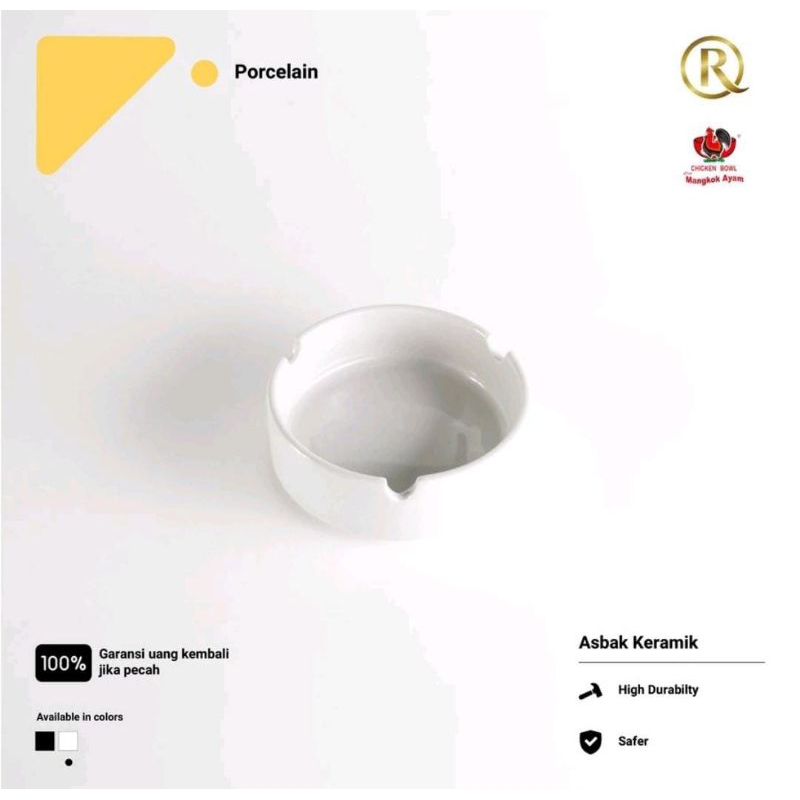 Asbak Rokok Keramik Porselen Hitam Putih 4" Ceramic Porcelain Ashtray Asbak Meja Cafe Restoran Hotel