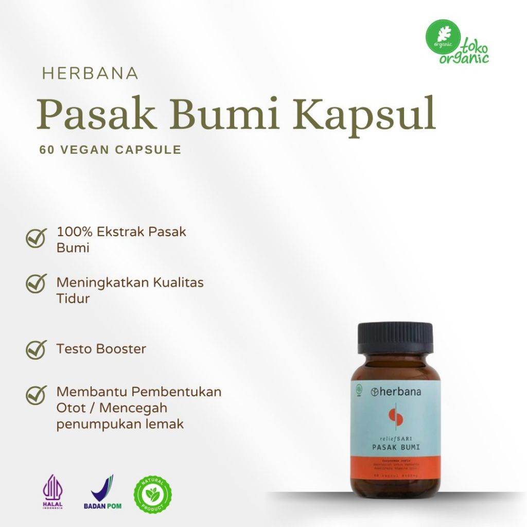 Herbana Relief Sari Pasak Bumi Kapsul / Tongkat Ali  (60 VCaps) | Pasak Bumi untuk Testo Booster, Me
