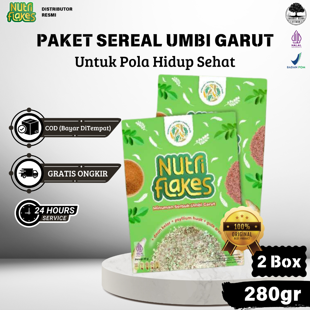 

2 BOX NUTRIFLAKES Original - Sereal Umbi Garut Untuk Jaga Pola Hidup Sehat Asam Lambung Pergi