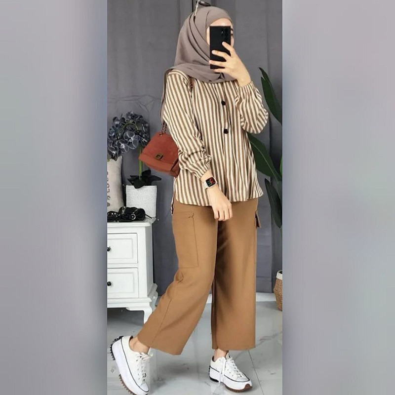 Setelan Kemeja | One Set Celana Cargo Wanita Kekinian Terbaru Murah ||OOTD 2025 || Setelan Celana ||