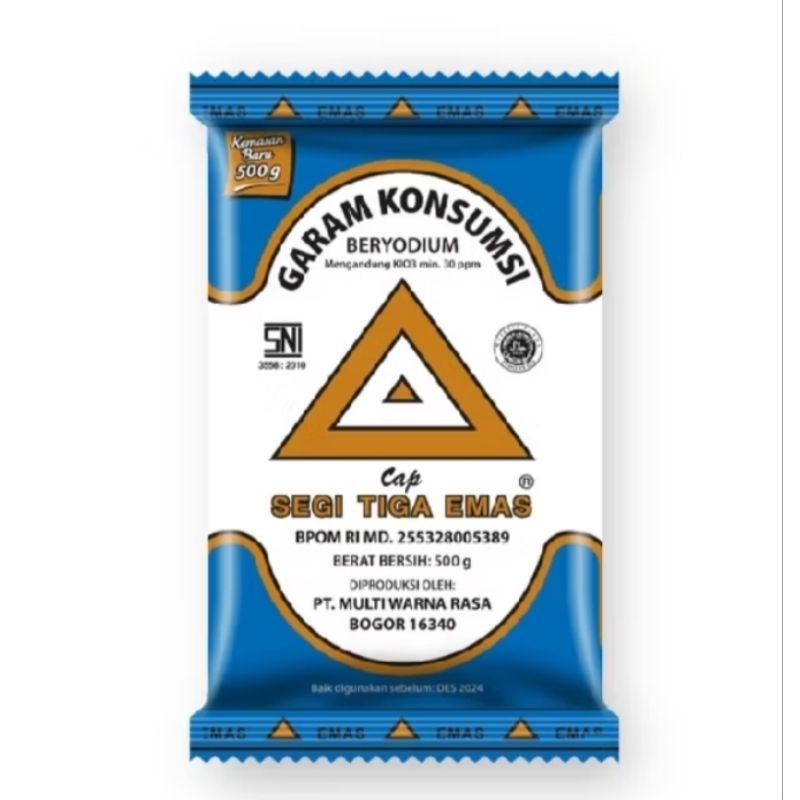 

Garam Konsumsi Beryodium Segi Tiga Emas 500g