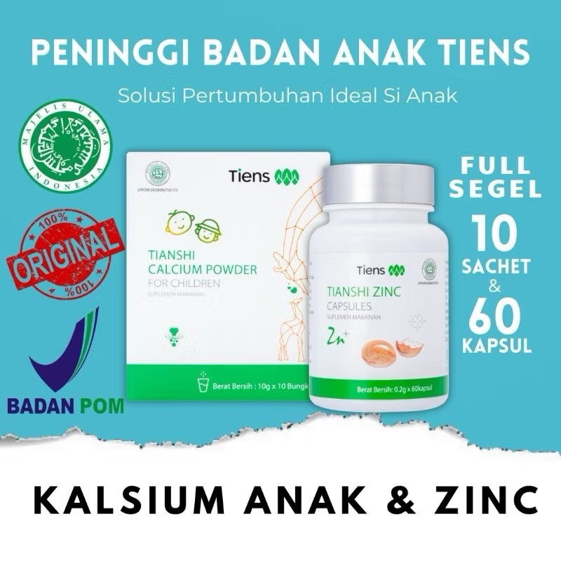 [TERLARIS] Paket Peninggi Badan Anak Anak Tiens Susu Kalsium Anak Dan Tianshi Zinc Capsules Tiens | 