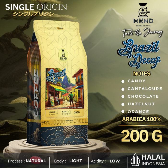 

MKND COFFEE ROASTERY - Biji Kopi Arabika Brazil Decaf 200gr | Decaf | Roast Beans | Bubuk Kopi