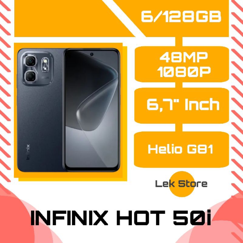 INFINIX HOT 50I RAM 6/128GB - GARANSI RESMI - FREE AKSESORIS - HANDPHONE - SMARTPHONE