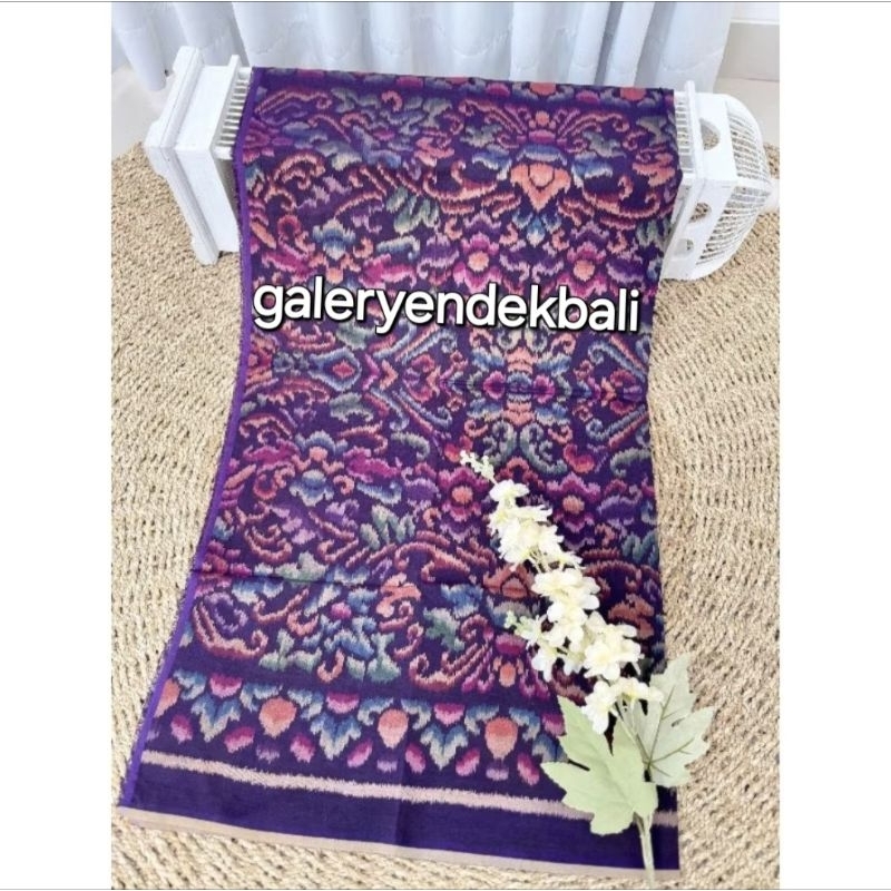 jual murah  kain tenun endek sutra patra warna ungu elegan cocok buat kemeja / kamen bali / kain sut