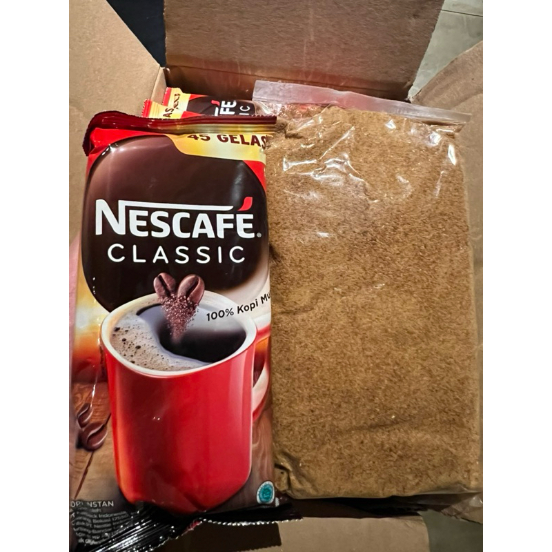 

nescafe classic 90 gr + gula kelapa 200 gr