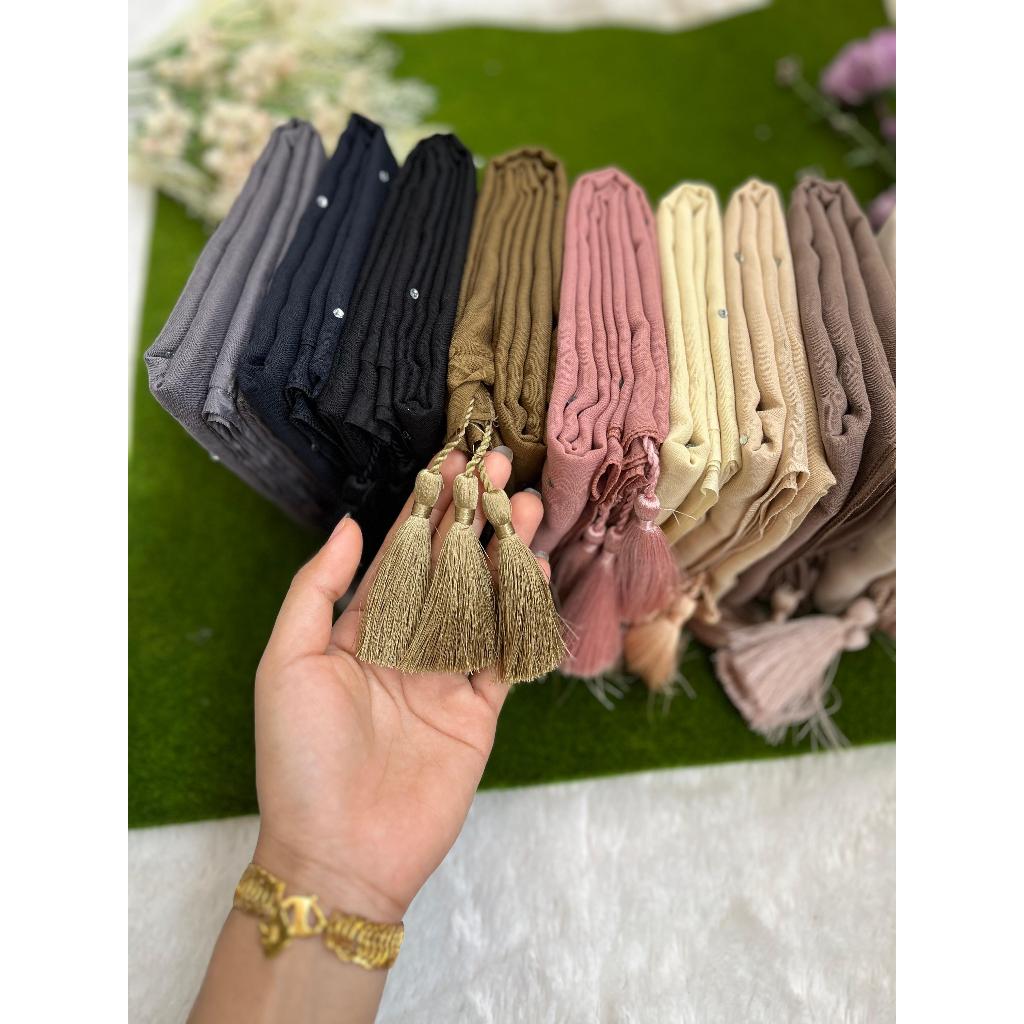 Segi empat payet swaroski tassel||hijab payet swaroski tassel
