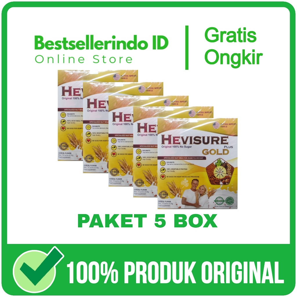 

5 Box Hevisure Gold Milk Susu Obat Diabetes Kencing Manis Kadar Gula Rendah Original Asli