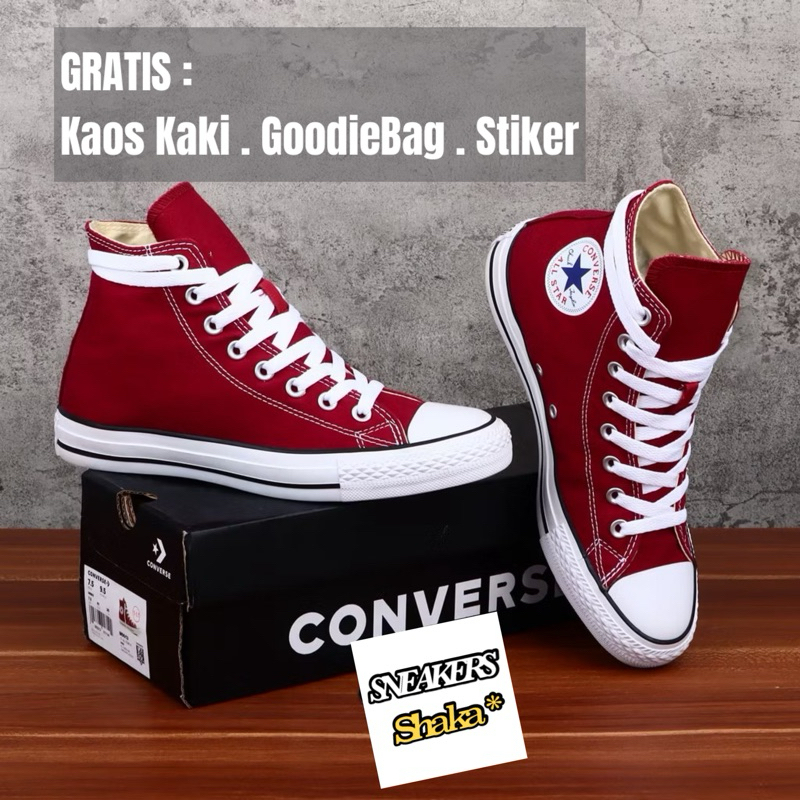 Sepatu Converse All Star Classic Red Merah Maroon | Converse Klasik High Tinggi Merah Marun terlaris