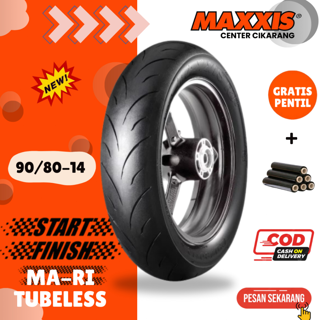 BAN MAXXIS MA-R1 90/80-14 TUBELESS SOFT COMPOUND RING 14 GRATIS PENTIL