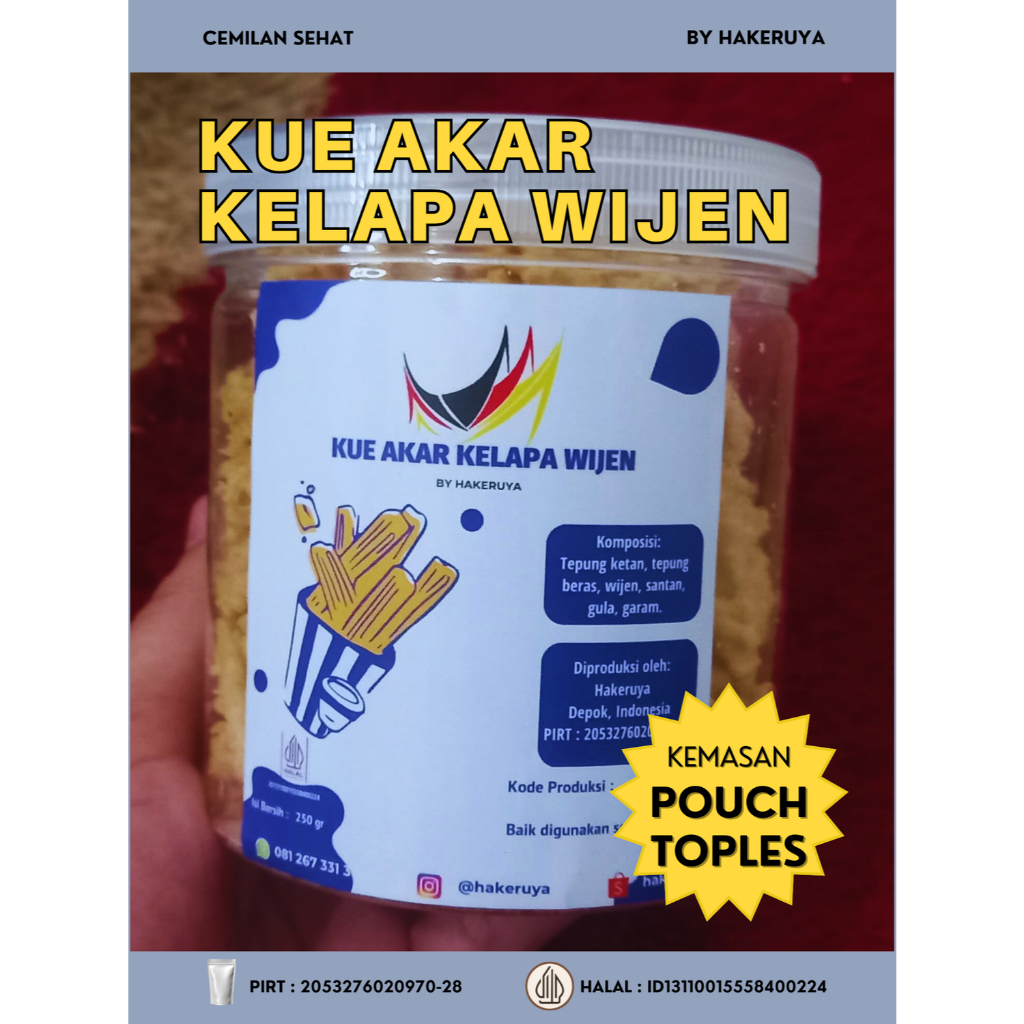 

Kue Akar Kelapa Wijen by Hakeruya - Cemilan Oleh-oleh Khas Padang Minang PIRT HALAL 150gr