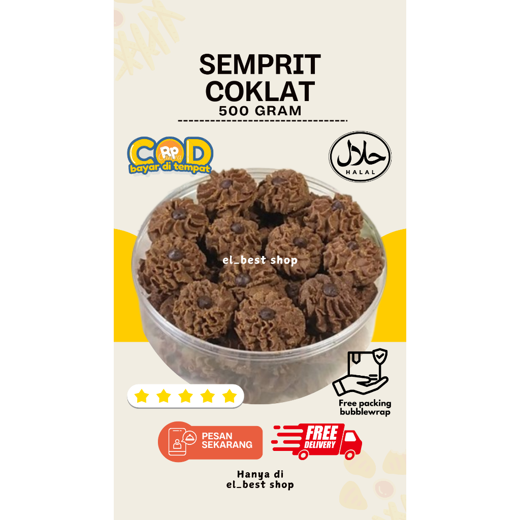 

Kue Semprit Cokelat 500 gram | Kue Kering Lebaran | Kue Kering Kiloan Hampers Cookies Parcel Lebaran
