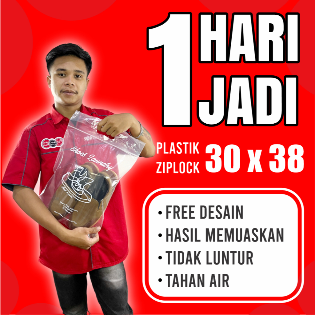 

(isi 100 pcs) Sablon Plastik ZIPLOCK 30x38+7 klip pond sablon c-tik putih kuat sablon kemasan