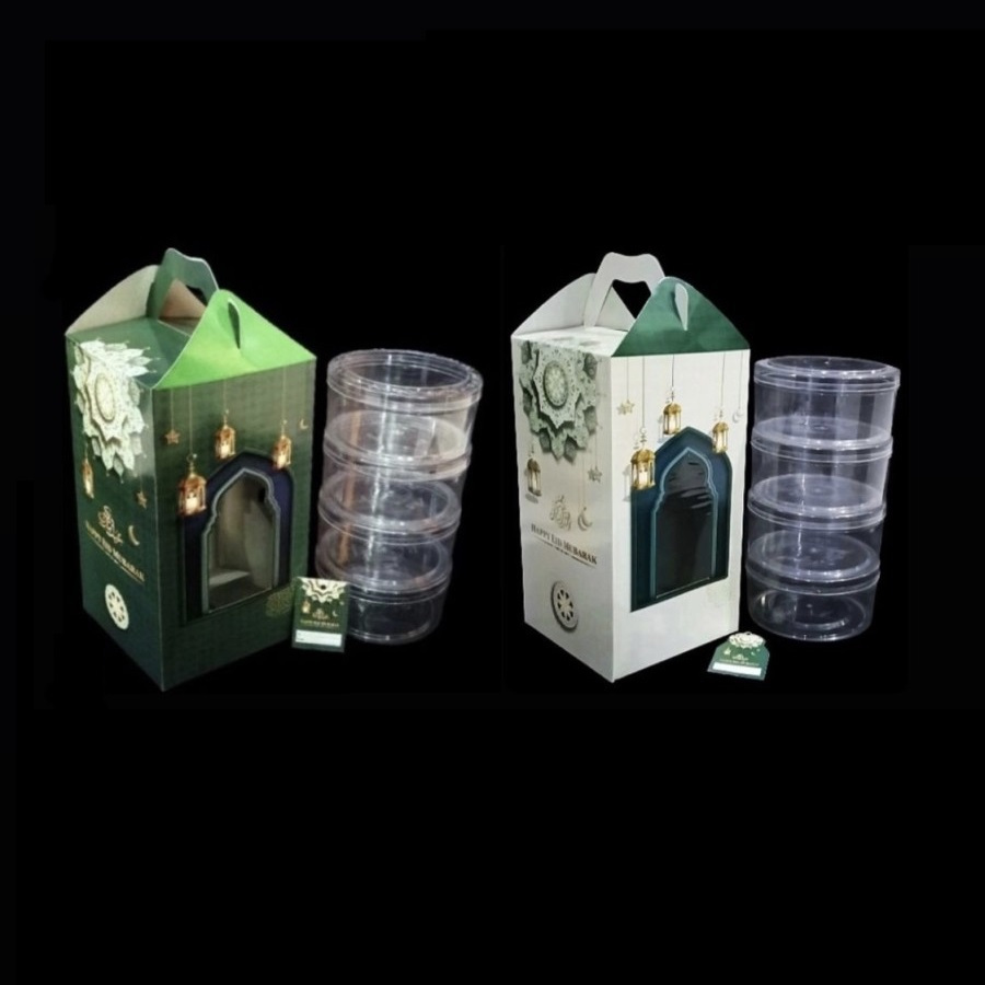 

( 5 pcs ) Dus Jinjing Hampers Lebaran Kotak Box Idul Fitri Ukuran 15x15x28cm Isi 4 Toples Kuker 500gr