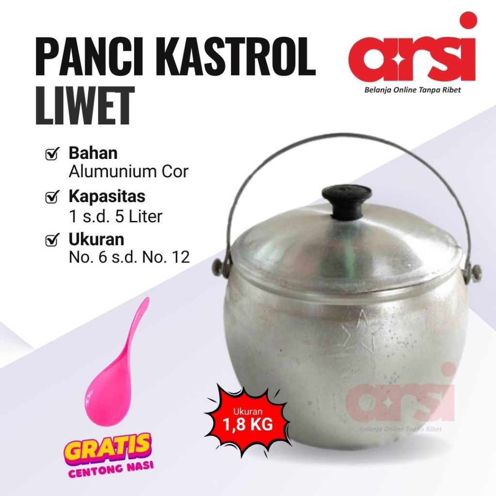 Kastrol Liwet Panci Liwet Periuk Nasi Tebal Panci Nasi Liwet Bahan Alumunium Cor