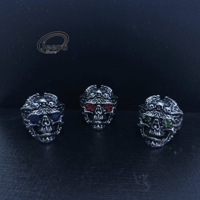 Cincin Tengkorak Ruby Aksesoris Fashion Pria Keren Elegan Classic Model Kekinian Terbaru