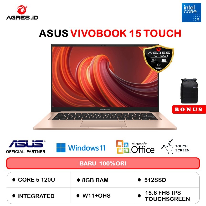 ASUS VIVOBOOK 15 TOUCH A1504VAP CORE 5 120U 8GB 512GB W11PRO+OHS 15.6FHD VIPS BLU -VIPS5504M