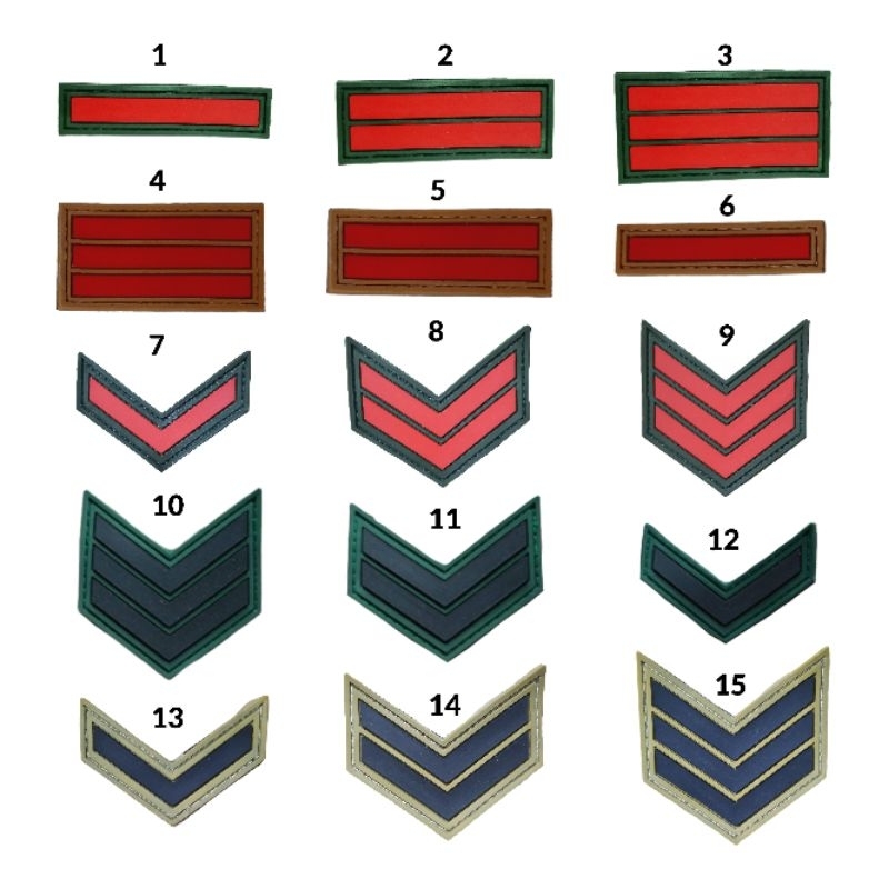 Emblem Patch Rubber Pangkat TNI PDL PDH Sertu Serda Koptu Kopda Pratu Prada