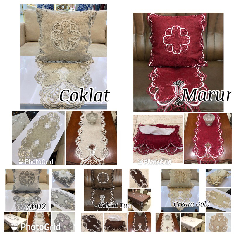 Taplak meja tamu / sarung tissue bahan kain polos klasik Eropa