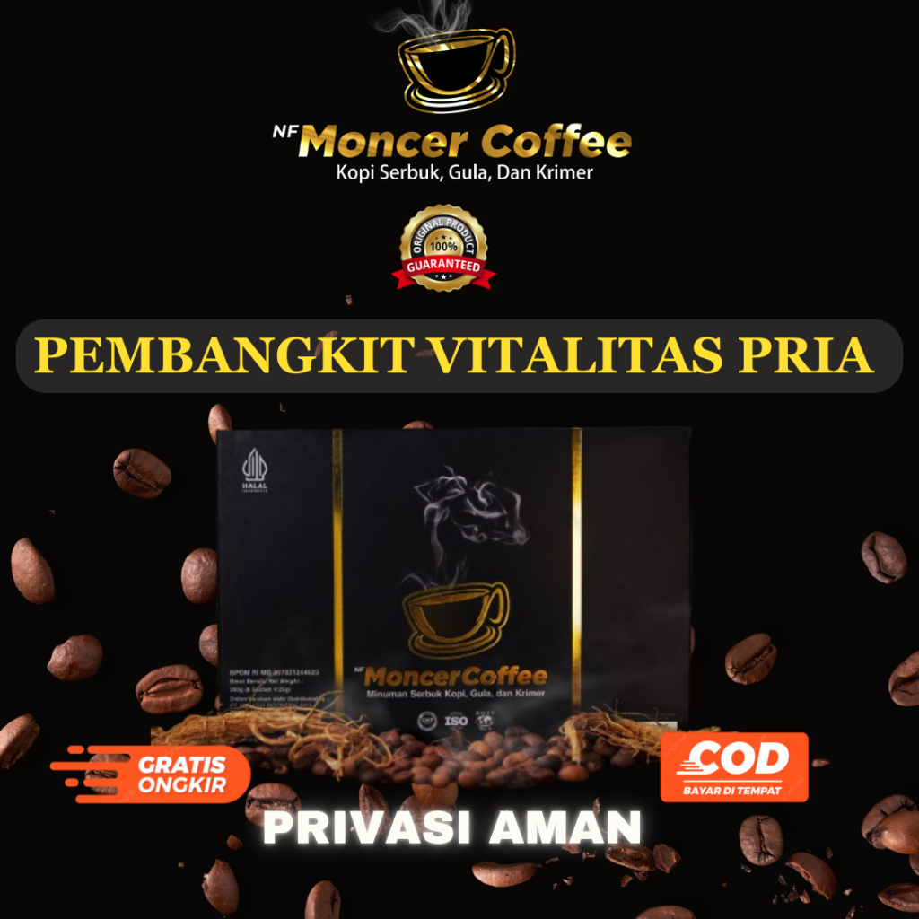

NF MONCEERR COFFEE Original Kopi Stamina Pria Kuat Tahan Lama Performa 1 Box 8 Sachet, Halal & BPOM
