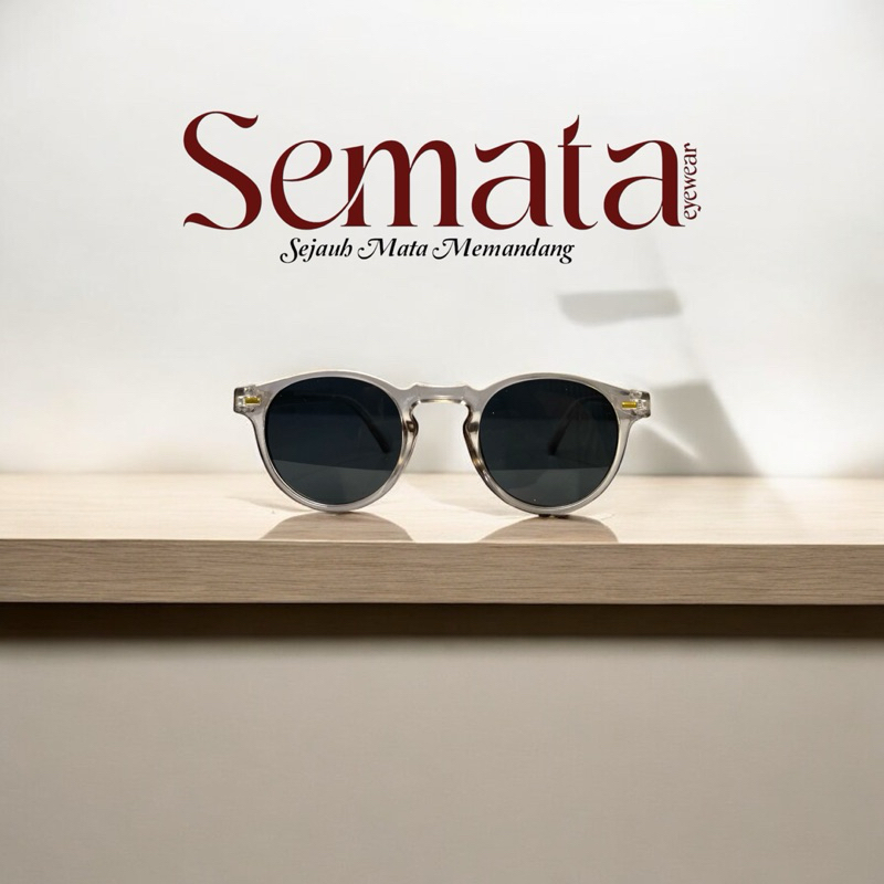 SEMATA Kacamata Hitam Bulat Gaya klasik retro | Kacamata Hitam Pria Wanita Frame Transparan Semata r