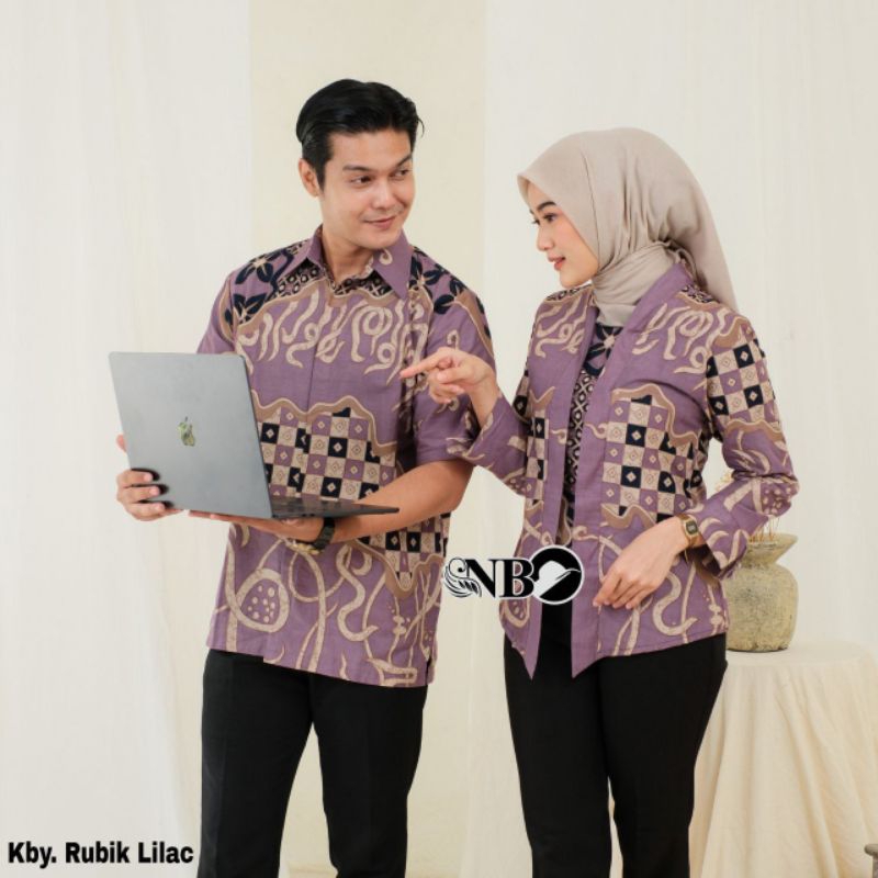 Seragam Batik Pria Dan Wanita Cople Terbaru Warna Lilac