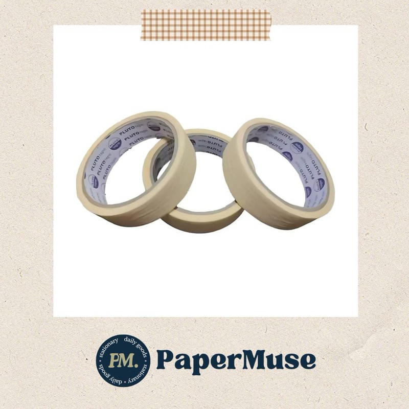 

Lakban kertas Masking tape 1 inch x 12 Yard
