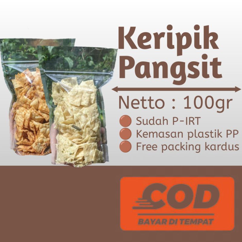 

Keripik Pangsit Asin/Pedas Daun Jeruk Kemasan Pouch 100gr.