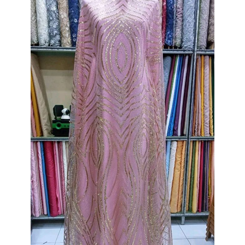 brokat tile premium mewah payet bahan kain baju pengantin brukat tile seragam pesta bridesmaid lebar