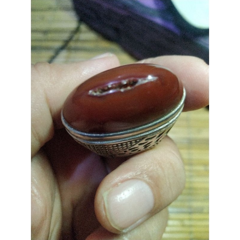 Batu Akik Pandan Merah Combong Natural Alami tidak tembus