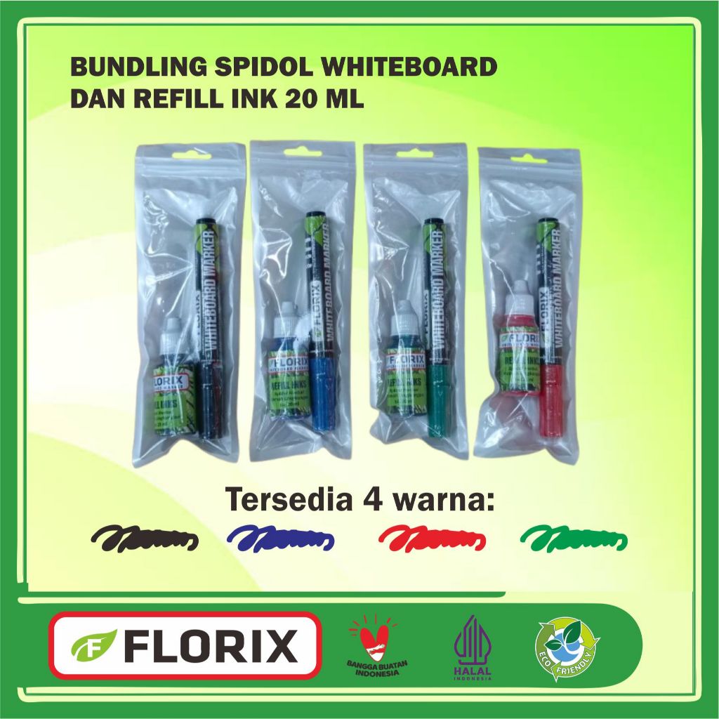 

Bundling Spidol Whiteboard Florix dan Tinta Refill 20 ml 1 set