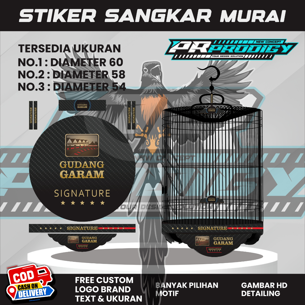 STIKER DEKAL SANGKAR MURAI TEBOK KANDANG BULAT GUDANG GARAM SIGNATURE