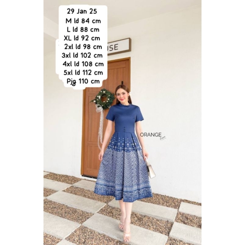 DRESS KOREA STYLE DESIGN GAUN BRAND ORANGE