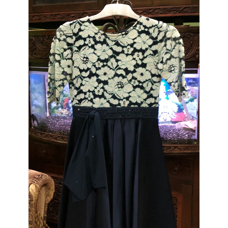 Dress Lebaran Brukat Navy | Dress Pesta Brukat Navy | Gaun Pesta Brukat Navy | Dress Lebaran Brukat 
