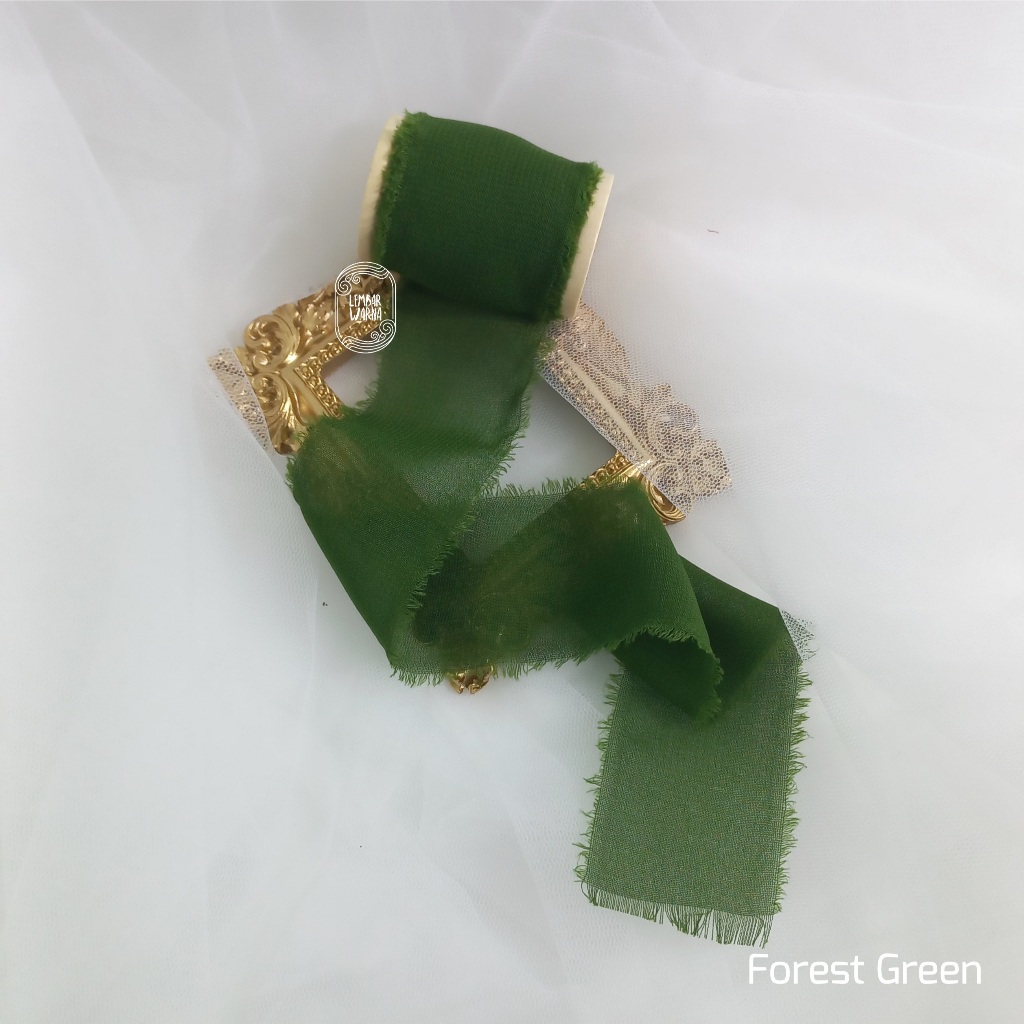 

Forest Green - Silk Ribbon / pita undangan wedding calligraphy hampers buket keepsake