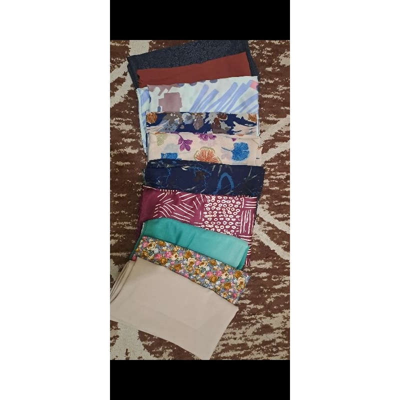 preloved hijab/jilbab segi empat arascarf, zoya, clo, rabbani, umama