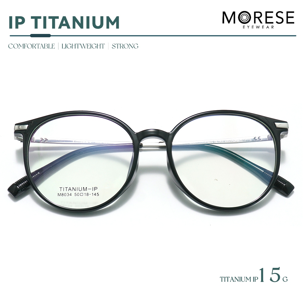 Morese Kacamata Titanium Model Oval Bahan Titanium Fashion Pria Wanita Bisa Minus Antiradiasi Bluecr