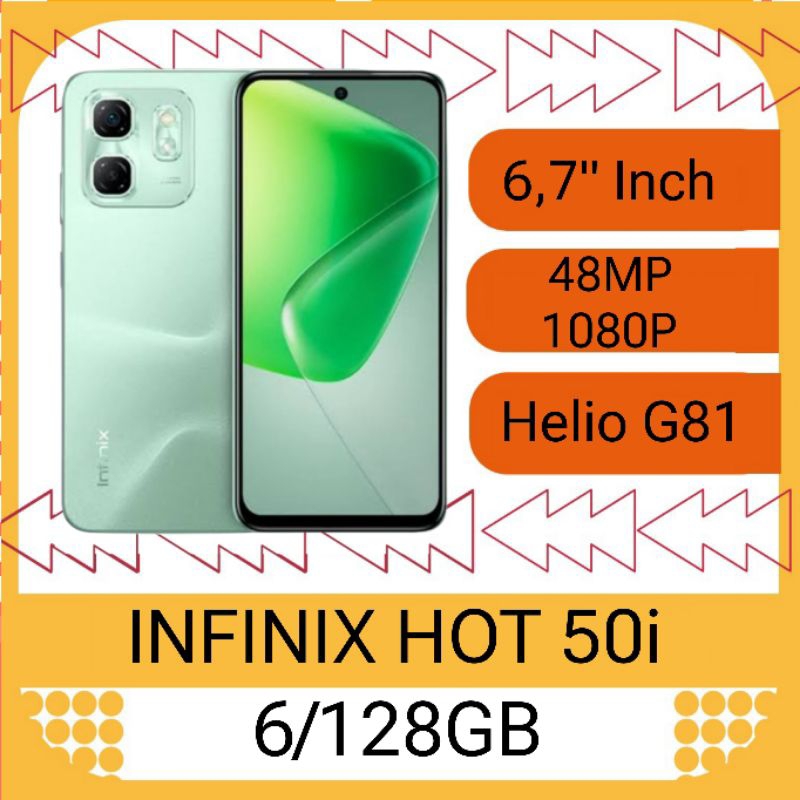 INFINIX HOT 50I RAM 6/128GB - GARANSI RESMI - FREE AKSESORIS - HANDPHONE - SMARTPHONE