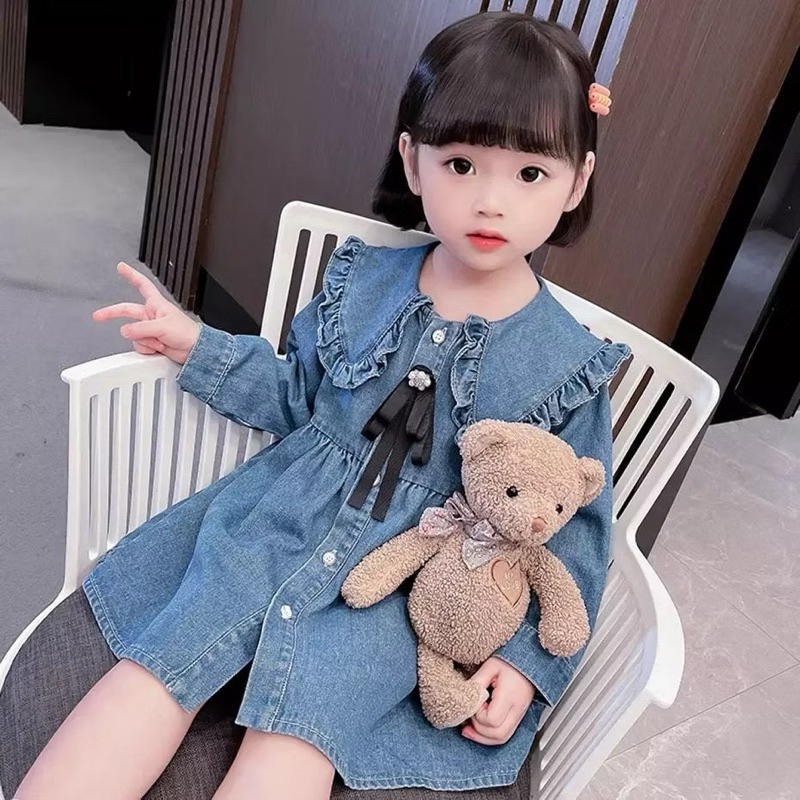 zahea dress anak perempuan judith dress bahan jeans usia 2 - 7 tahun baju anak perempuan kekinian - 