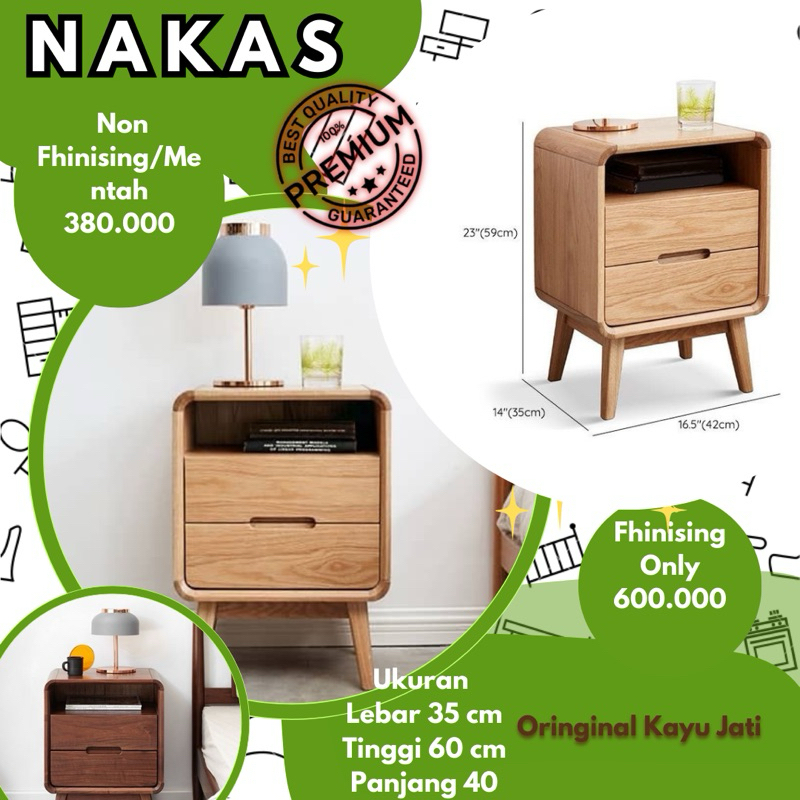 Nakas / Bedside / TableSide / Meja Kamar Tidur / Laci Kamar Tidur