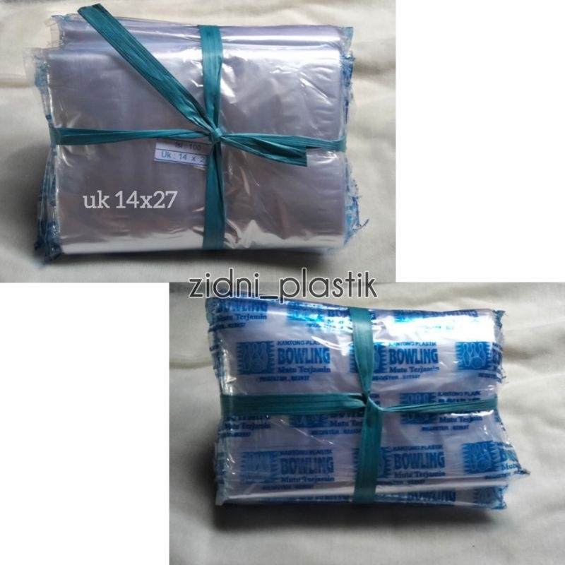 Plastik PP bowling Bening ukuran 1kg / 14x27cm