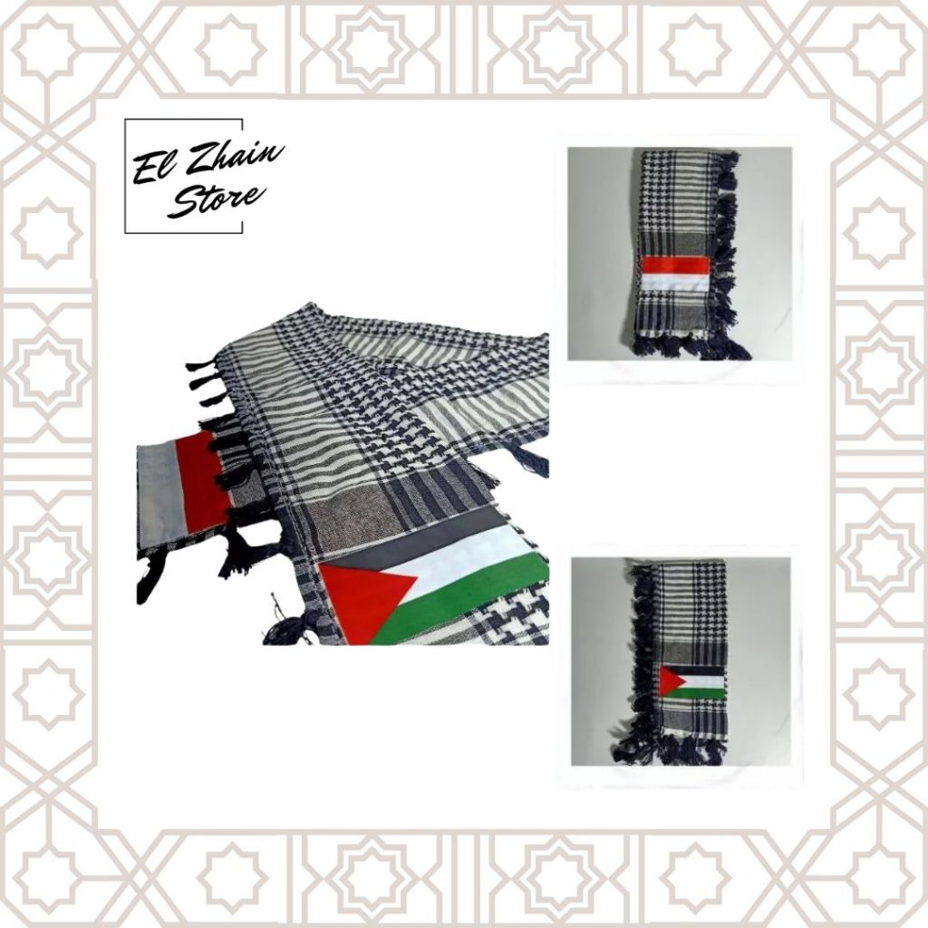 Syal Rajut Palestina / Syal Palestina Motif Bendera Indonesia Palestina Premium