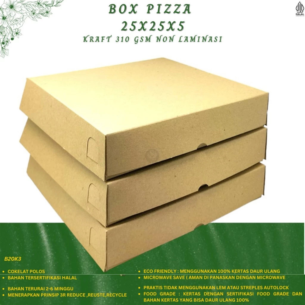 Box Pizza 25x25x5 Non Laminasi (B20K3-25X25X5 Cm)