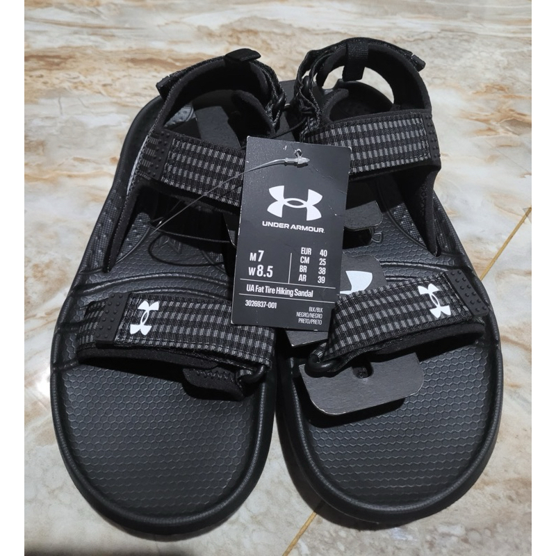 Original Sepatu Sandal Under Armour UA Men's Fat Tire Hiking Black