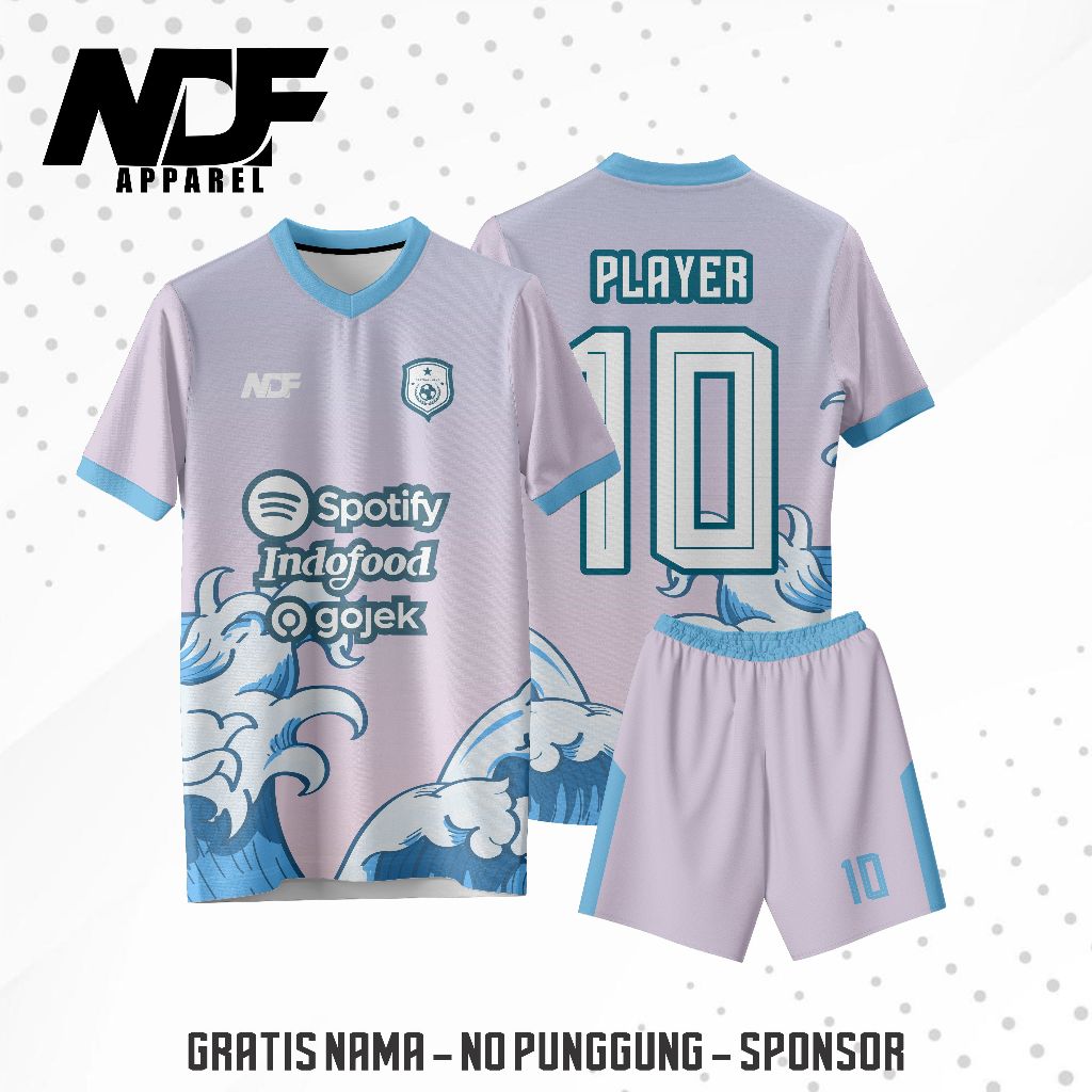 JERSEY FUTSAL BOLA KELAS MOTIF JEPANG PINK BIRU FULL PRINTING CUSTOM NO, NAMA, LOGO, SPONSOR