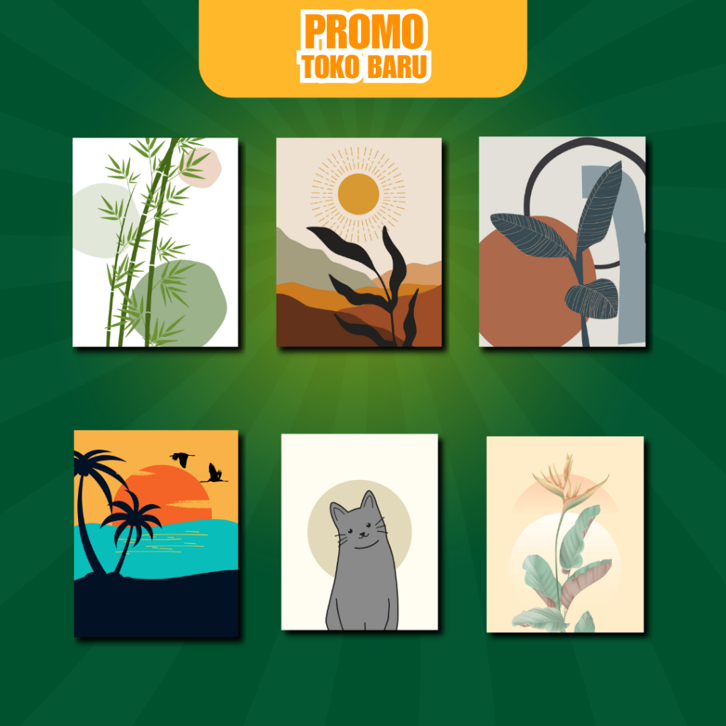 13-18 Hiasan Dinding Poster Estetik Papan Kayu